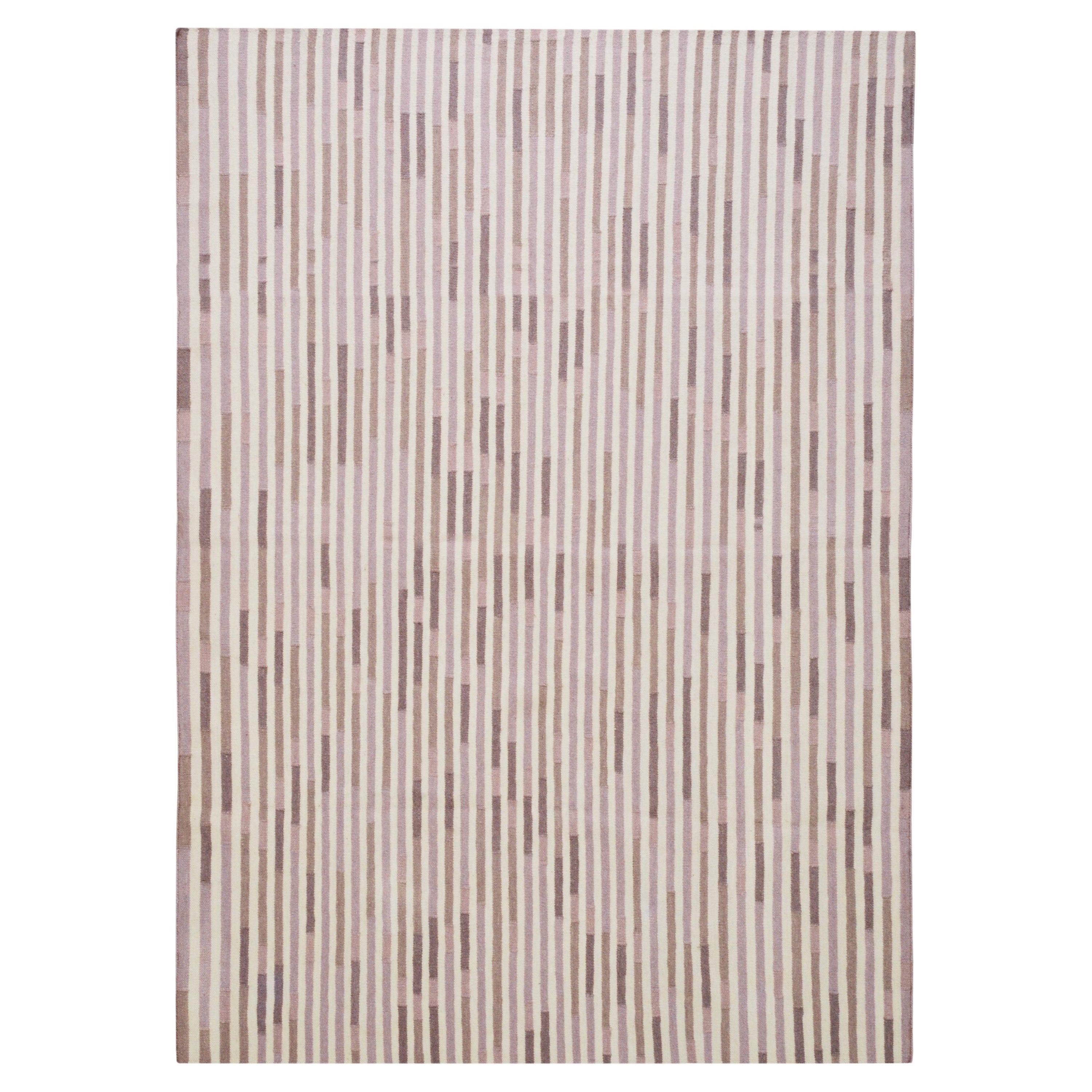 Tempo Uno - Warm - Design Sommer Kelim Teppich Zeitgenössischer Teppich aus Wolle und Baumwolle flach im Angebot