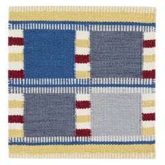 Tapis en laine moderne suédois tissé à la main bleu/gris sur mesure