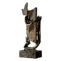 Modern Aldo Caron Signed Abstract Bronze Sculpture