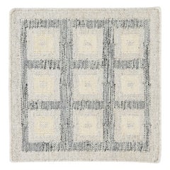 Modern Swedish Style Handwoven Grey Geometric Custom Wool Rug