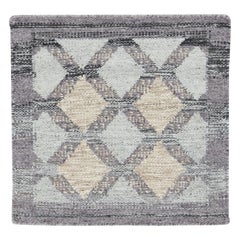 Tapis en laine gris géométrique moderne de style suédois tissé à la main et personnalisé