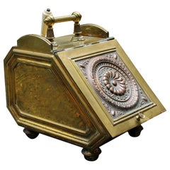 Antique Classical Design English Brass and Copper Coal Hod