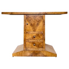 Art Deco Style Burl Console Table with Drawers