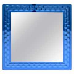 Squared Blue Wall Mirror by Lupi Cristal Luxor, Italy, 1960s