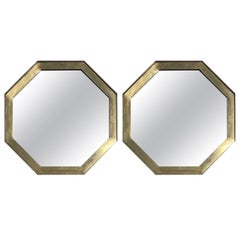 Retro Pair of Brass Octagonal Mirrors by Widdicomb