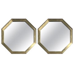 Vintage Pair of Brass Octagonal Mirrors by Widdicomb