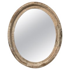 Antique Oval Rustic White Washed Painted Mirror