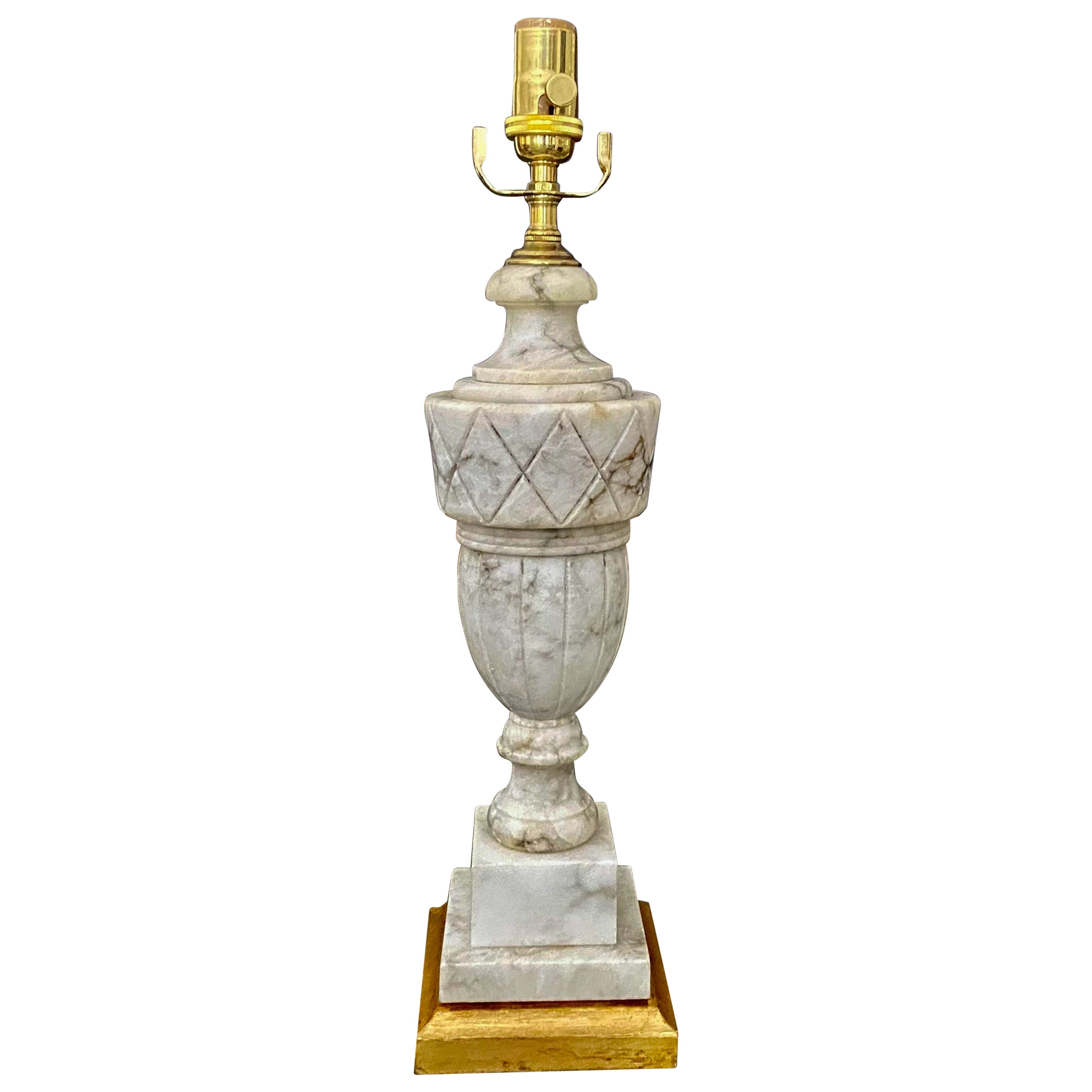 Single Italian Urn Neoclassic Alabaster Table Lamp