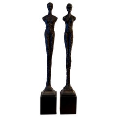 Pair of Figurative Statues in the Style of Giacometti
