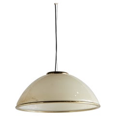 Murano Glass + Brass Pendant Light by F. Fabbian for Mazzega, Italy 1980s