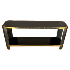  Brass And Black Glass Console, Italy, 1970's