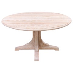 Round Solid Oak Dining Table in Sandblasted Sun Bleached Finish