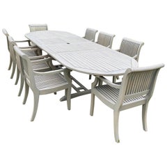 Large Teak Outdoor Extension Table and 8 Chairs Garden Dining Set