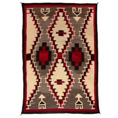 Antique Navajo Area Rug with a Ganado Trading Post Design of Hand Spun Wool