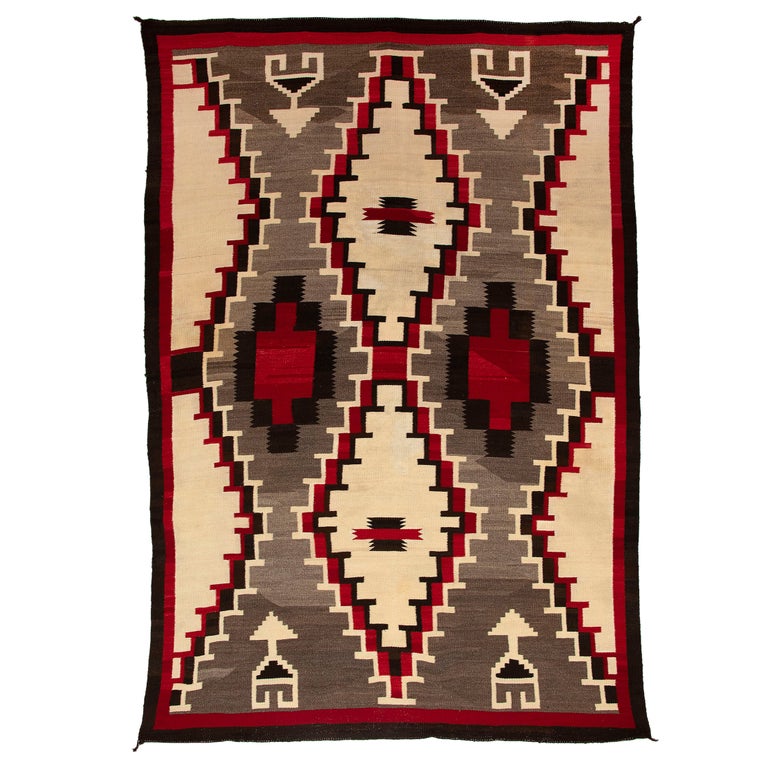 Vintage Navajo Area Rug with a Ganado Trading Post Design of Hand Spun Wool For Sale