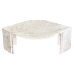 1970s Italian Teardrop White Marble Coffee Table