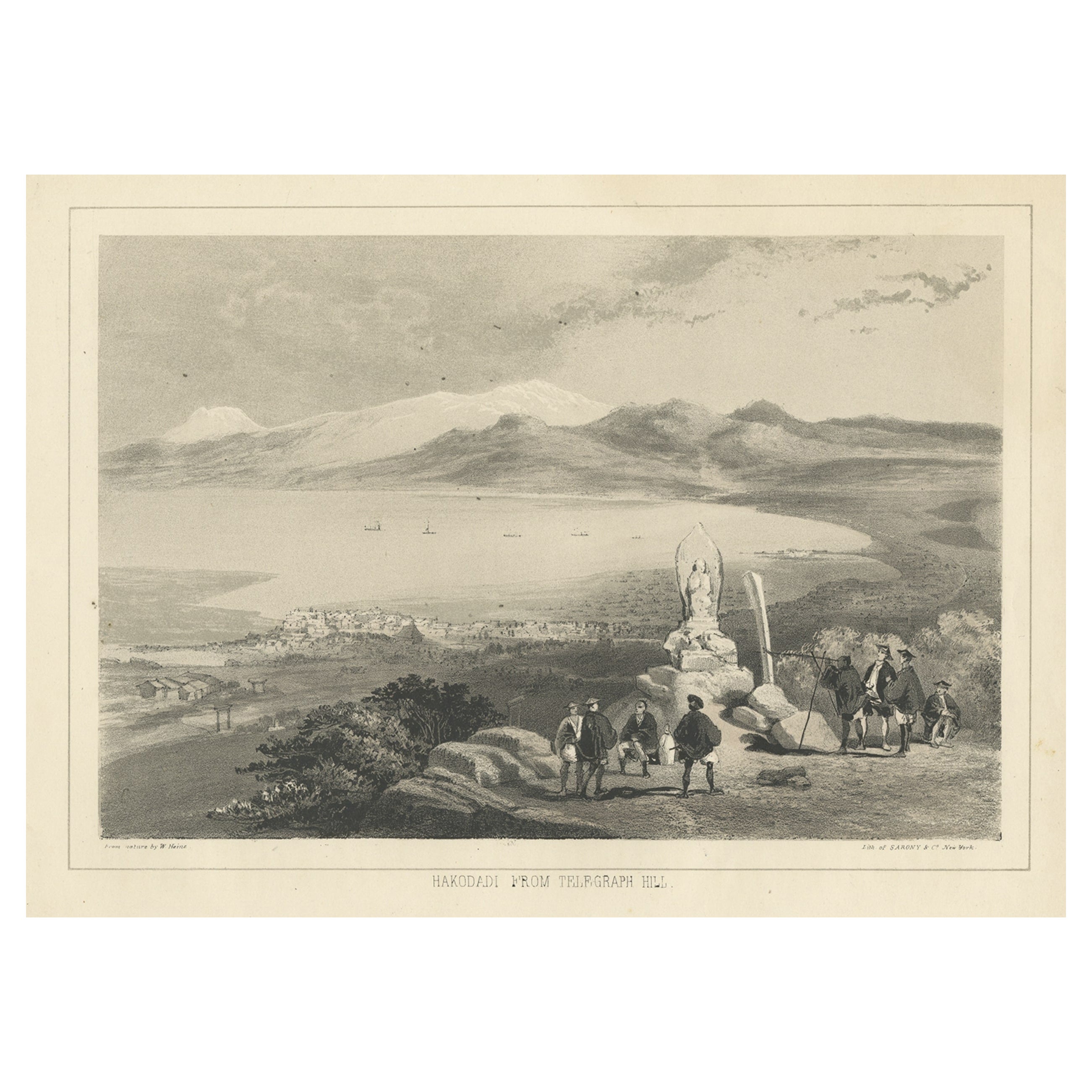 Antique Print of Hakodate from Telegraph Hill in Oshima, Hokkaido, Japan For Sale