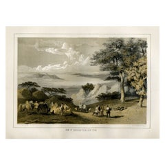 Stampa antica di Hakodate dal Picco della Neve in Giappone, 1856
