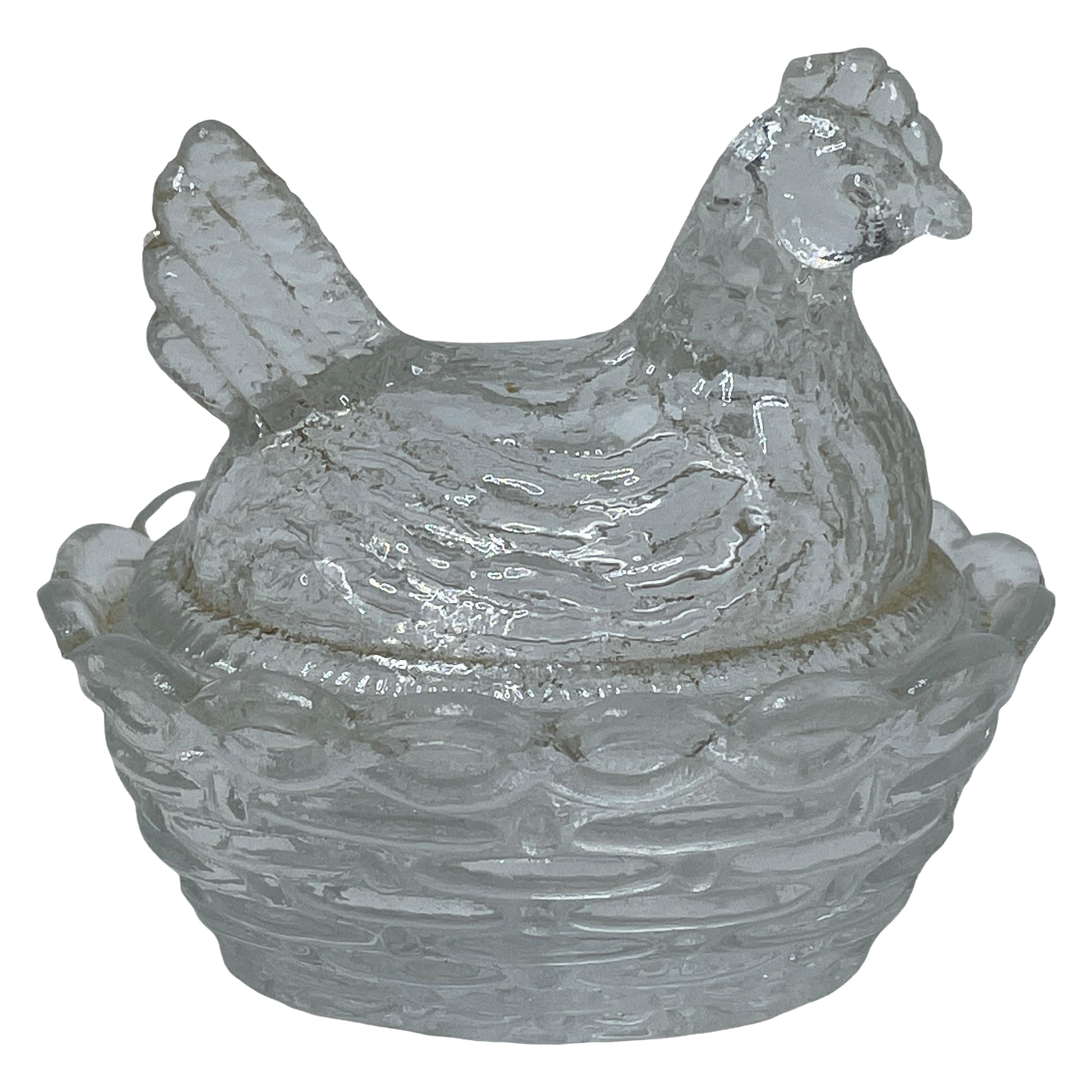 Gallina en Sopera Nido Accesorio Casa de Muñecas Antiguo Alemán, Década de 1910