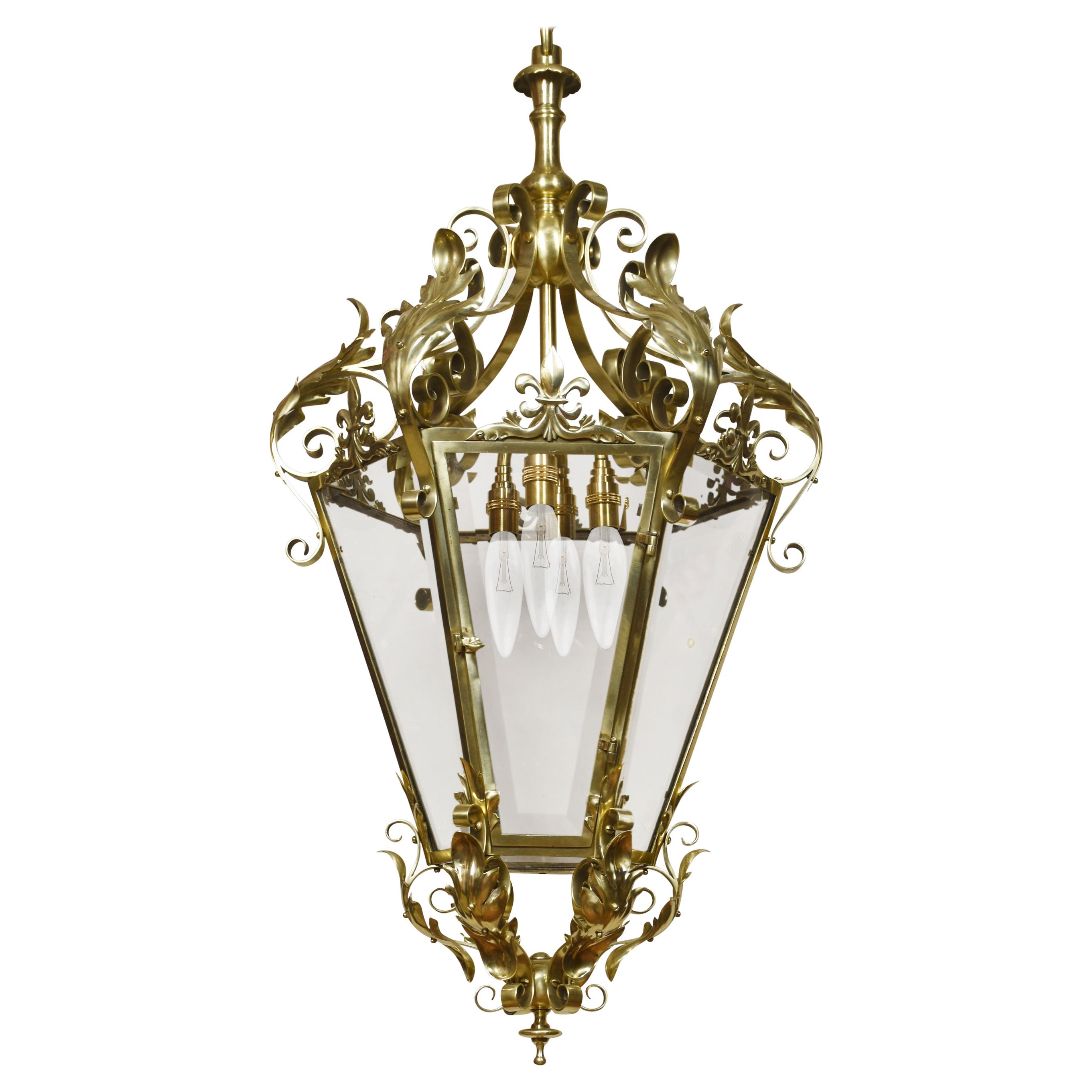 Large and Imposing Cast Brass Four Light Lantern