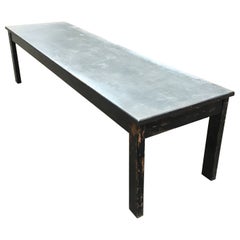 Mid-Century Modern Italian Black Painted Wooden Table with Aluminum Top. 1950s