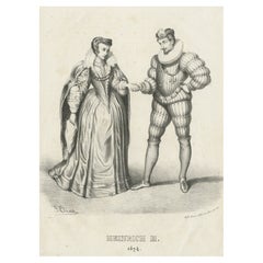 Antique Print of Henry iii of France C.1850