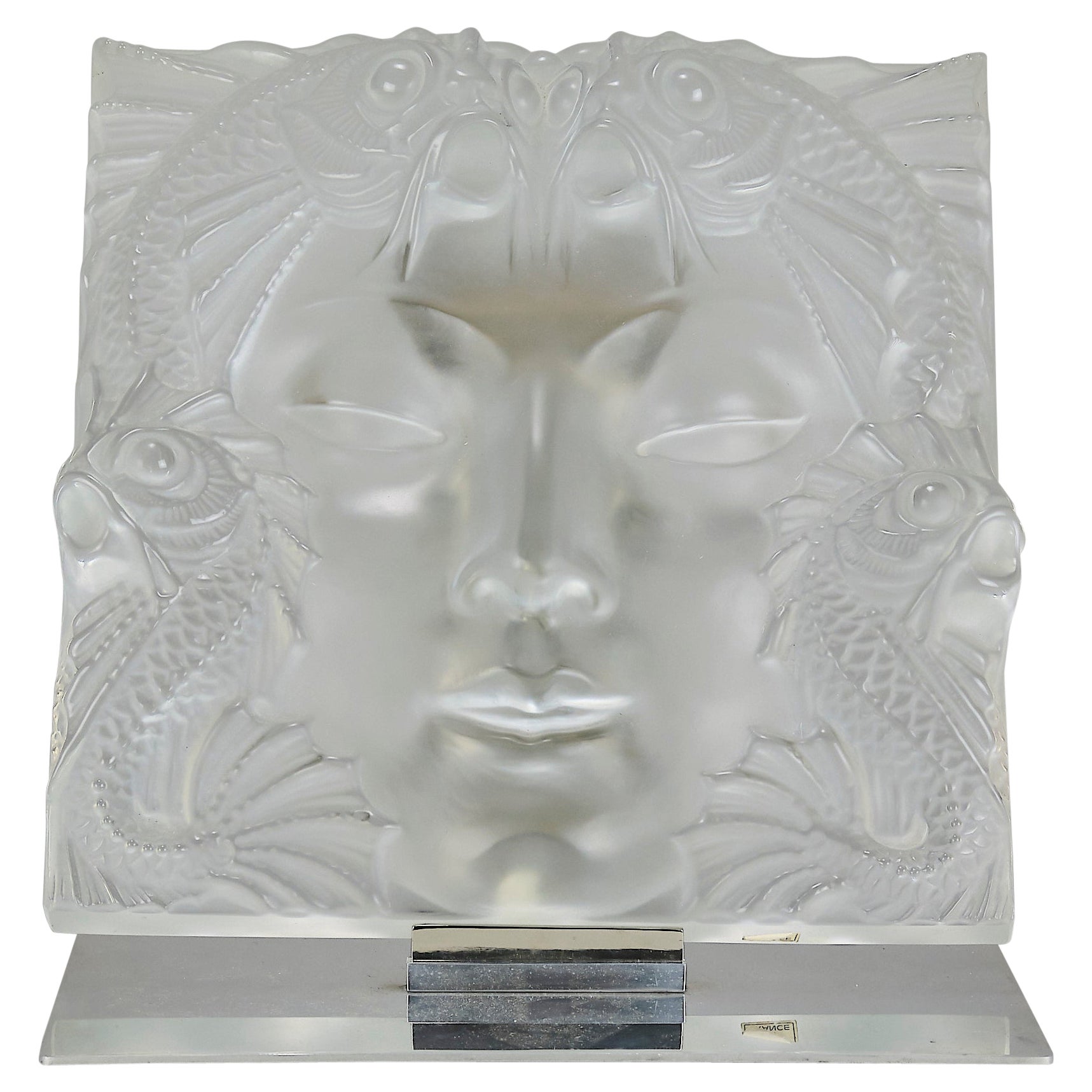 Lalique Frosted Glass Plaque Entitled "Masque De Femme" by Marc Lalique