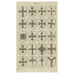 Antiker Druck von Wappenkreuzen in England, um 1820