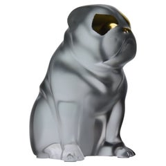 Modern Clear Lalique Glass Entitled "Seated Bulldog" by Lalique