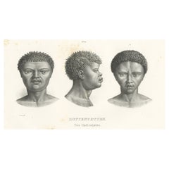 Grabado antiguo de Khoikhoi, tribu hotentote de Sudáfrica, c.1845