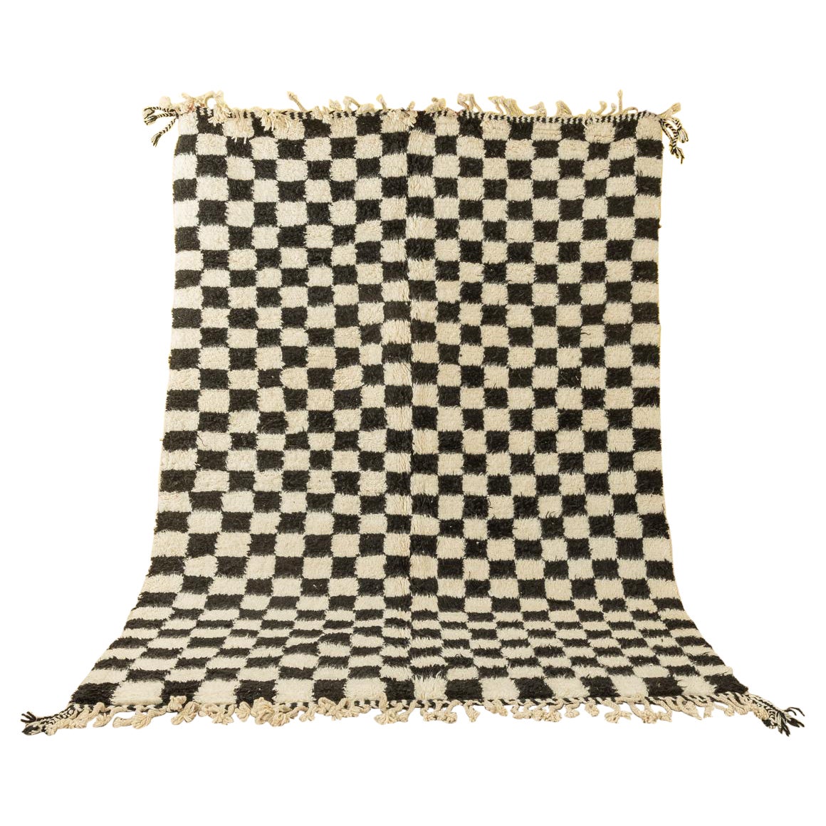 Classic Chess Contemporary Beni Ourain Moroccan Berber Rug black chessboard For Sale