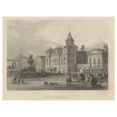 Antique Print of Horse Guards, Westminster, London, c.1840
