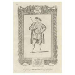 Incisione antica originale di Re Enrico VIII, 1787 ca.