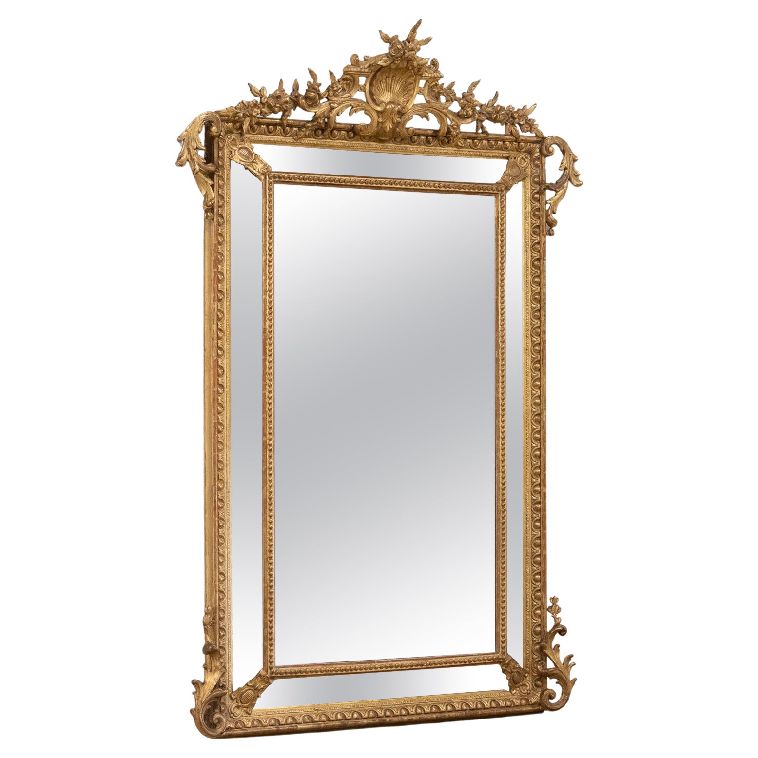 Antique French 19th Century Gilt Cushion Mirror
