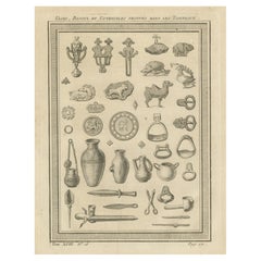 Impression ancienne de vases, bijoux et ustensiles de Krasnoyarsk, 1768