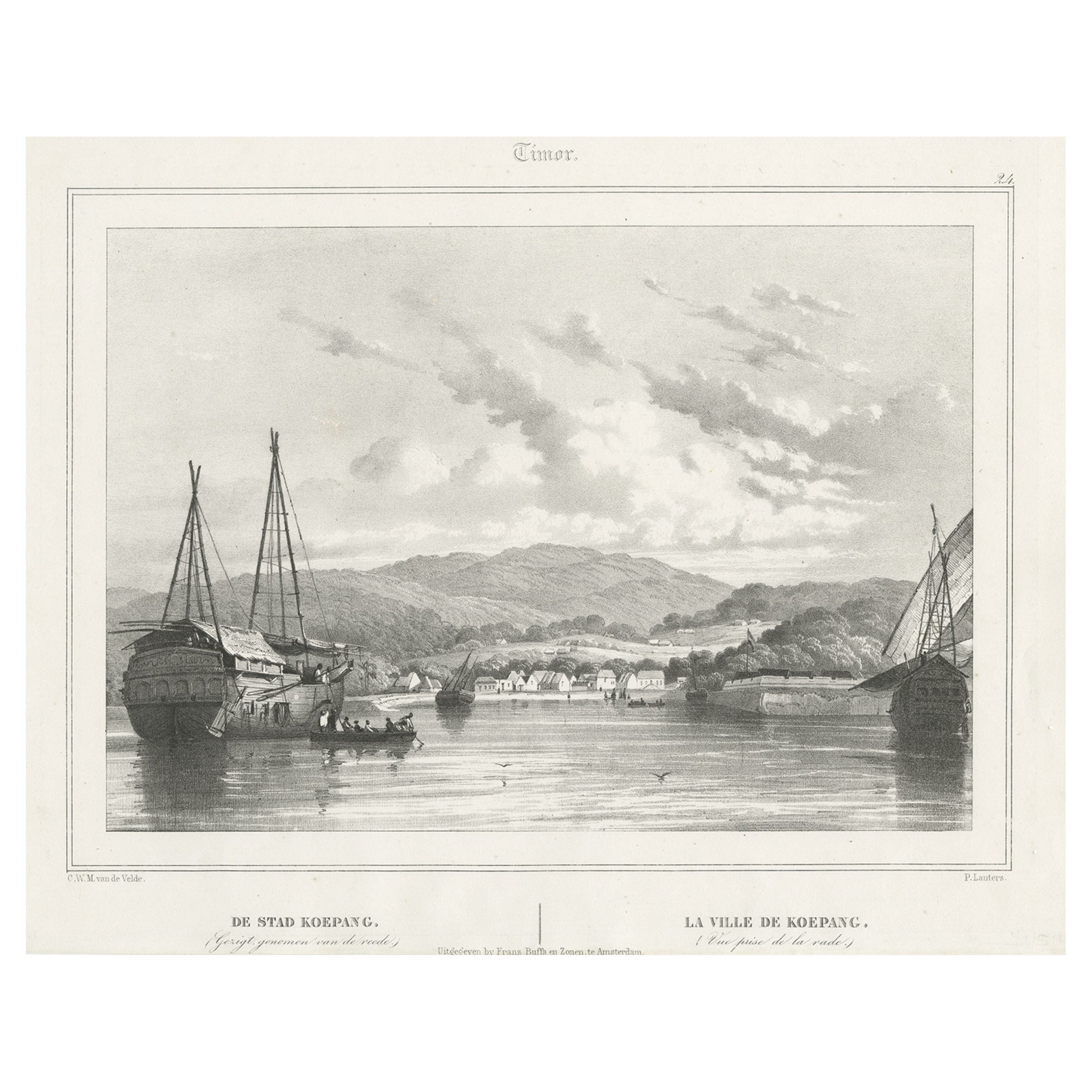 Antique Print of Kupang or Koepang in the East Indies, Now West-Timor, Indonesia