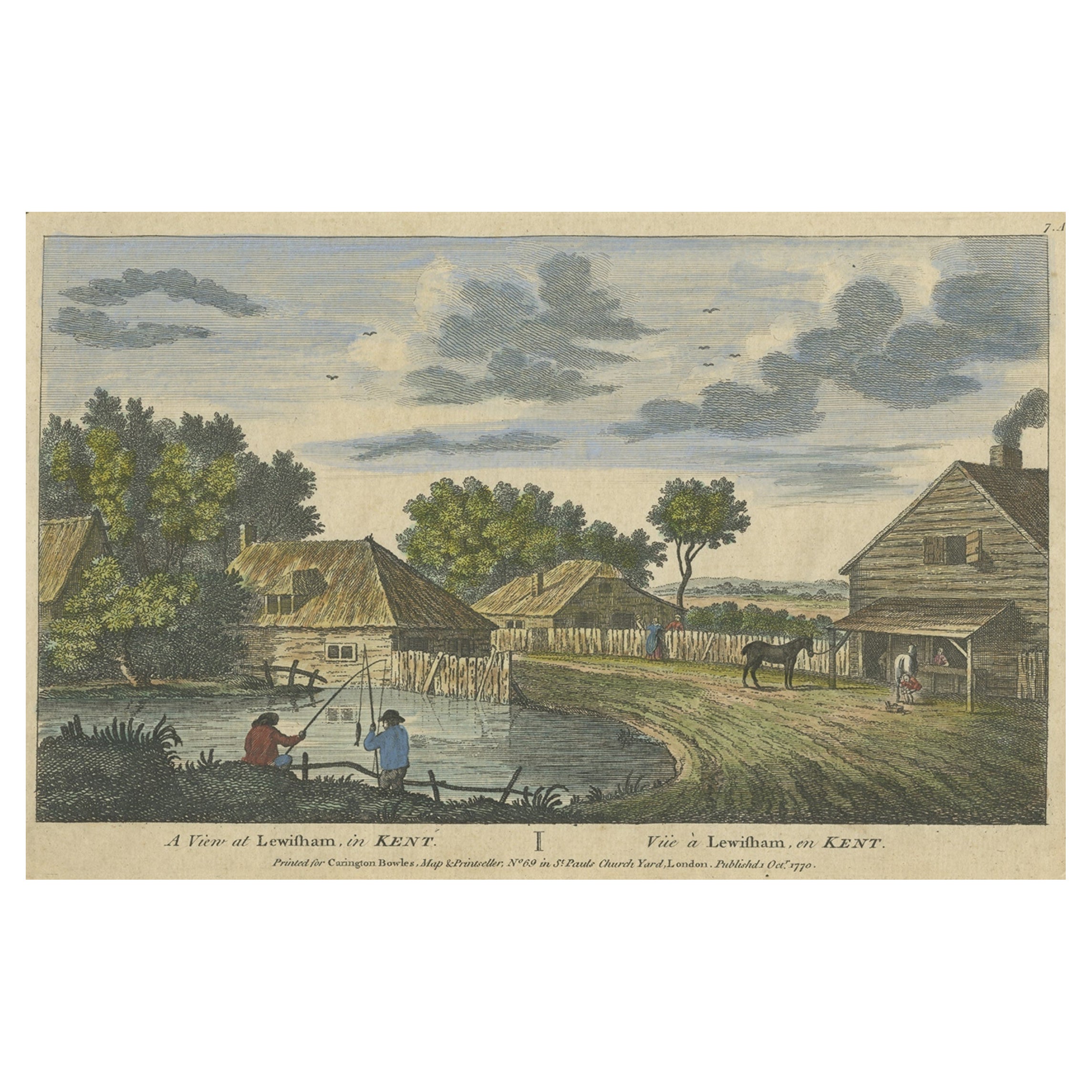 Antique Print of Lewisham in Kent, England, 1770 For Sale