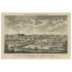 Antique Engraved Print of the City of Madrid, Capital of Spain, c.1780