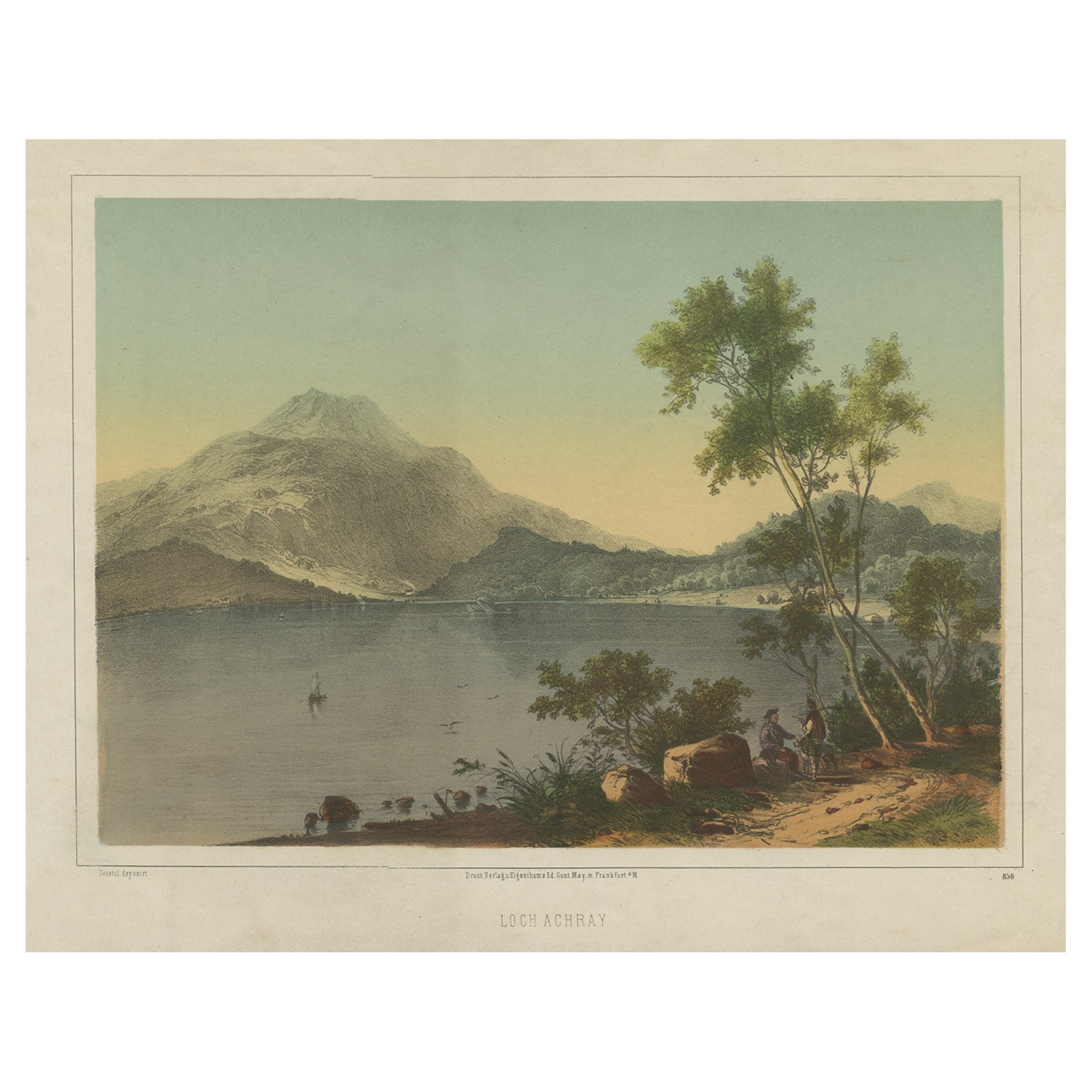 Antique Print of Loch Achray, a Lake near Callander in Stirling, Scotland, c1860 For Sale