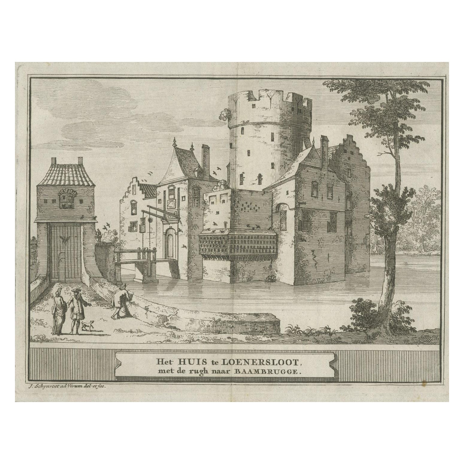 Antique Print of Loenersloot Castle Near Utrecht in the Netherlands, 1774 For Sale