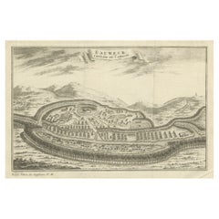Old Engraving of Longvek or Lavek (Eauweck), the Second Capital City of Cambodia