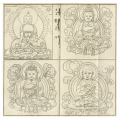 Old Print of Idols of the Temple of Ablaykit, a Buddhist Monastery in Kazakhstan
