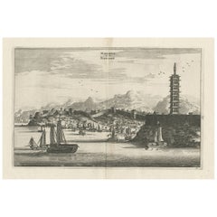 Antique Print of the City of Nanjing, Namkam or Nankang in China, 1668