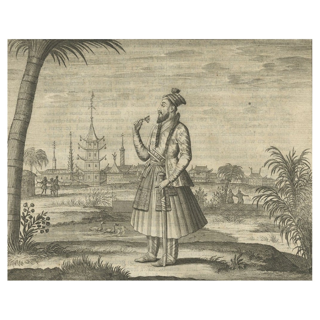 Old Engraving of Lord Nawasichan, Governor of Rajmahal, Jharkhand State in India For Sale
