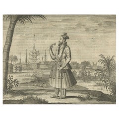 Old Engraving of Lord Nawasichan, Governor of Rajmahal, Jharkhand State in India