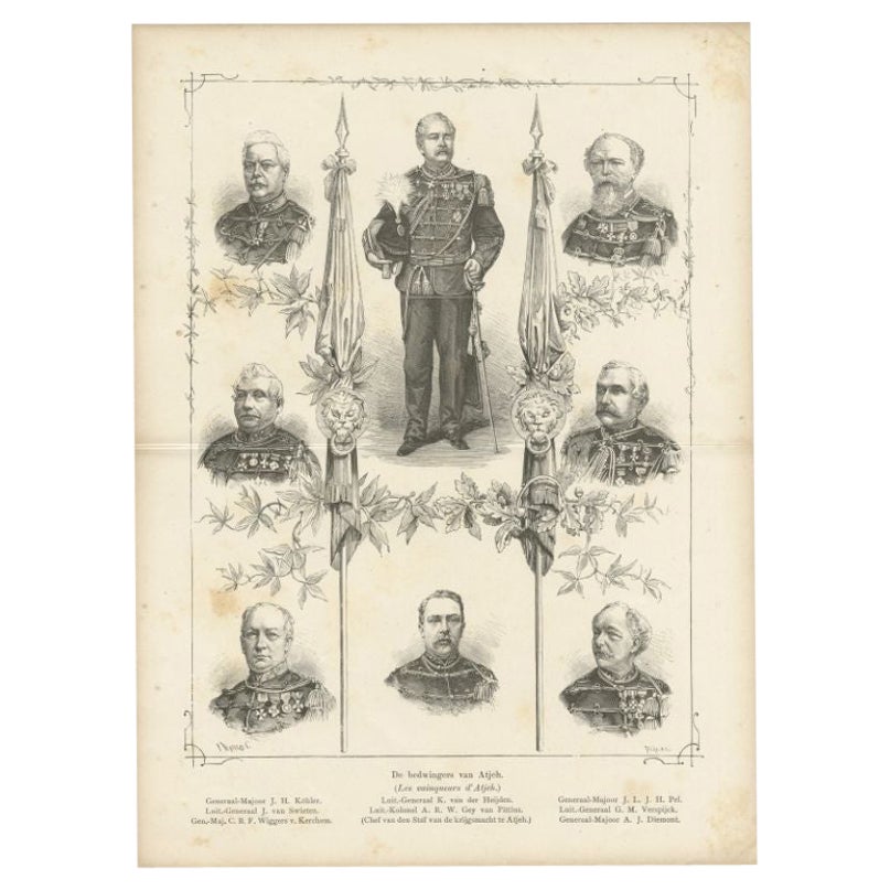 Antique Print of Important Military of Aceh in Sumatra, Dutch East Indies, 1883 For Sale