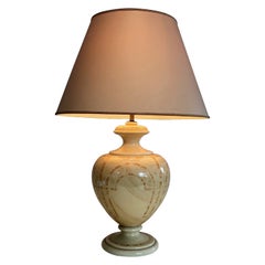 Eggshell Lacquered Table Lamp with Interlacing Decors, French Work, circa 1970