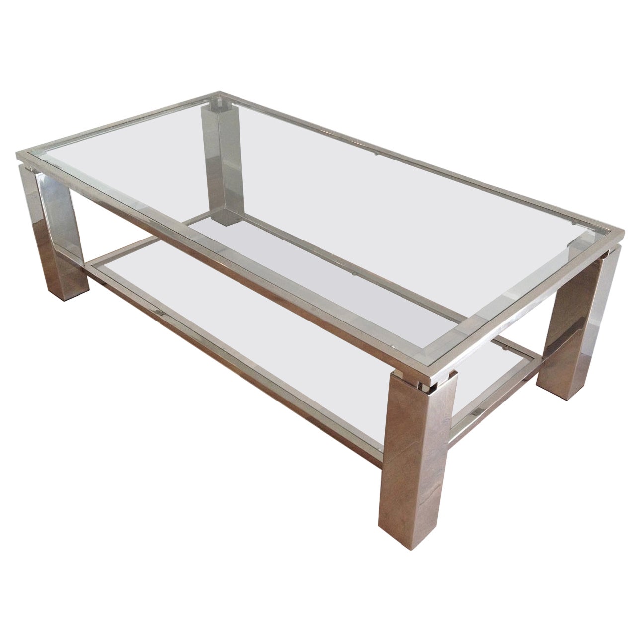 Modernist Chrome Coffee Table, French, Circa 1970 For Sale