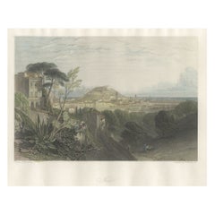 Impression ancienne colorée à la main de la ville française de Nice en France, 1856