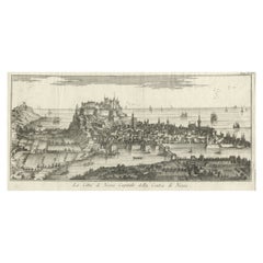 Rare Old Engraving of the French City of Nice, 1751